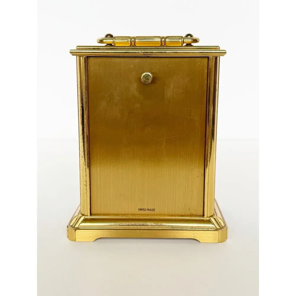 Vintage Hamilton Electronic Gold Brass Miniature Shelf Mantel Fox Hunt Clock